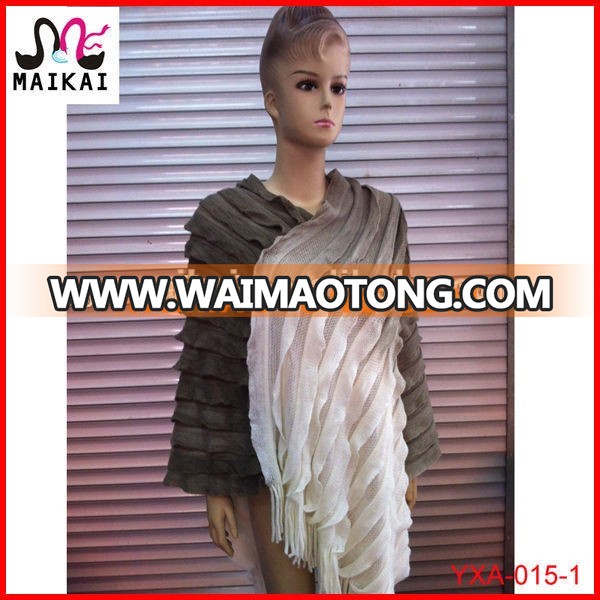 Wholesale winter hot fashion multi colour ladies knitted poncho